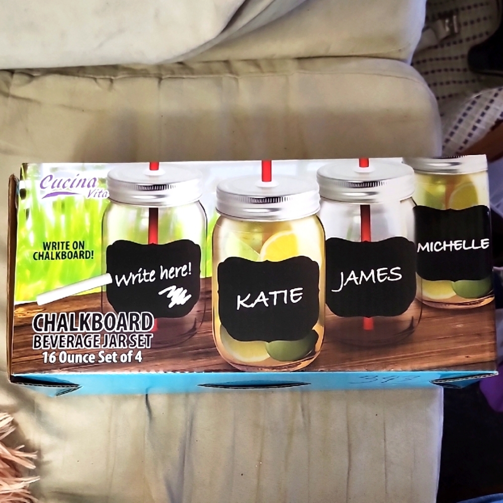 Chalkboard Beverage Jar Set - 16 Ounce, Set of 4